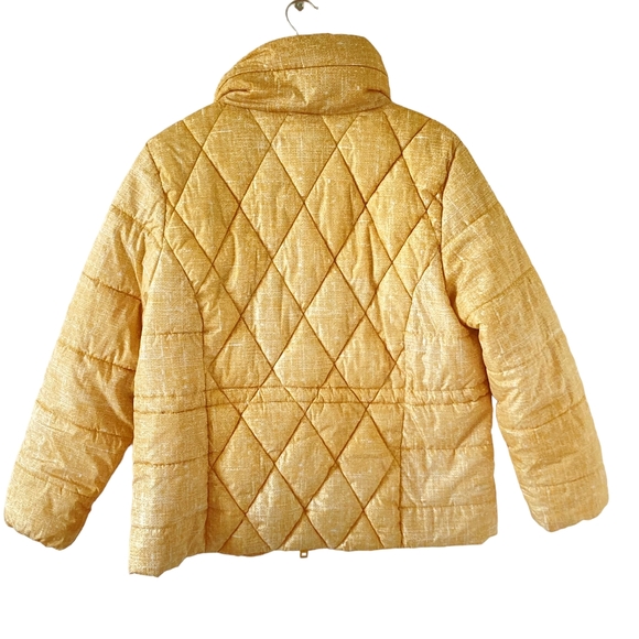 Marks and Spencer Women's Mustard Print Hooded Puffer Jacket, UK Size 16 - Picture 3 of 16